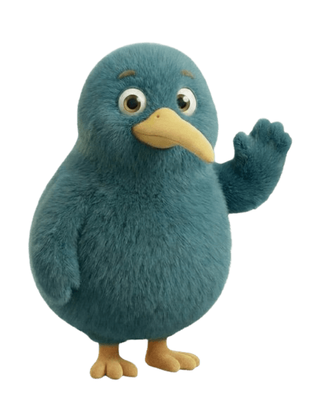 Homeowners Club Kiwi mascot waving hello